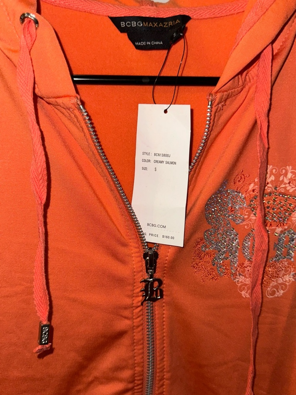 BCBGMAXAZRIA Creamy Salmon Zip Hoodie Jacket & Pants